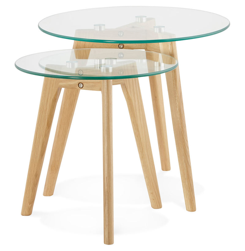 Inschuifbare ronde tafel 'LOVYOU' van glas - Majorr