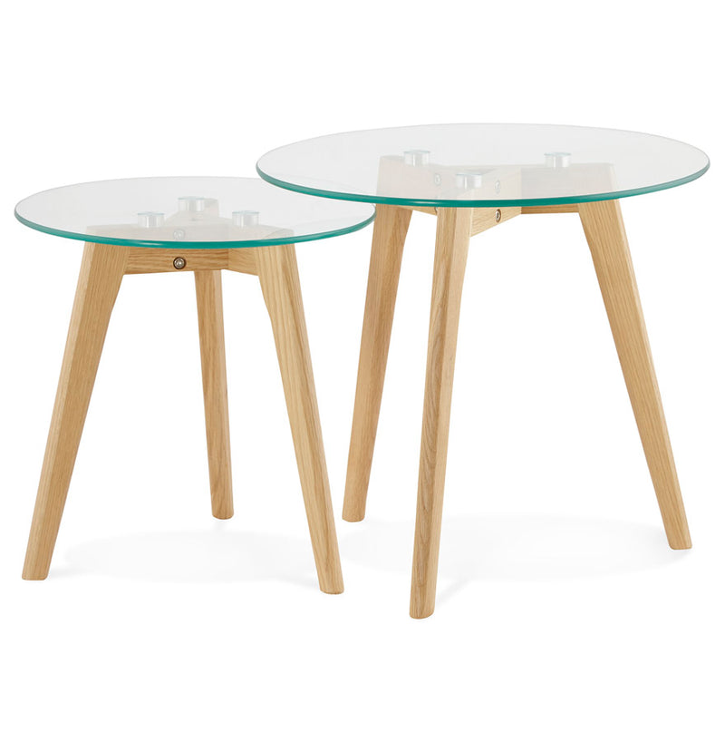 Inschuifbare ronde tafel 'LOVYOU' van glas - Majorr