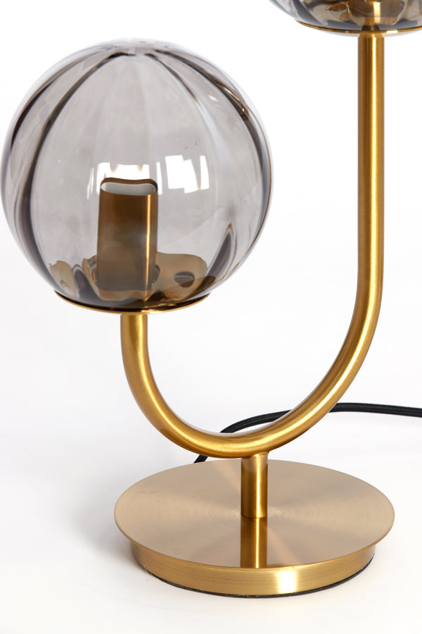 Table lamp 2L 33x18x43 cm MAGDALA glass light grey+gold