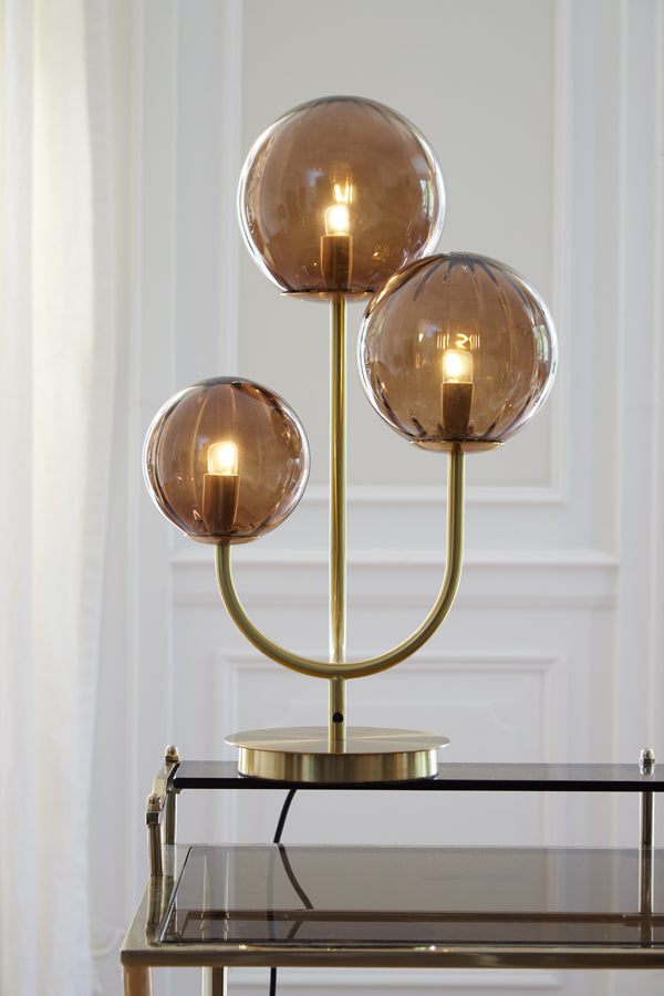 Table lamp 3L 38x20x60 cm MAGDALA glass brown+gold - Majorr