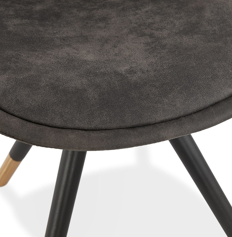 Design stoel 'MAGGY' van grijze microvezel en zwarte houten poten - Majorr
