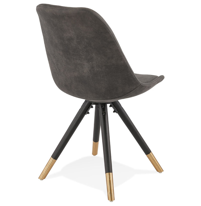 Design stoel 'MAGGY' van grijze microvezel en zwarte houten poten - Majorr