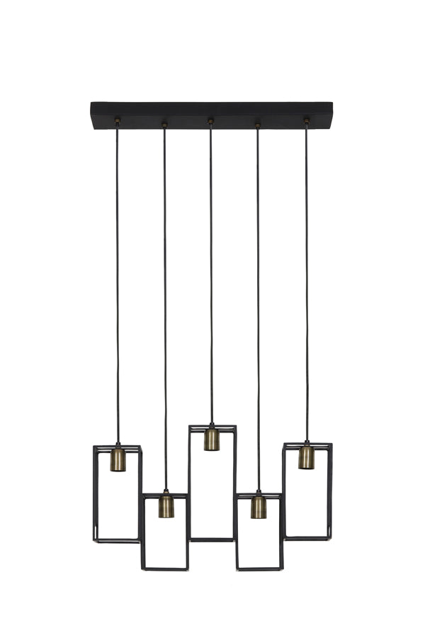 Hanging lamp 5L 60x15x57 cm MARLEY matt black-antiq bronze