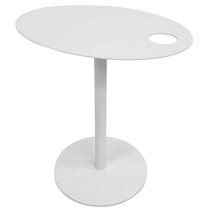Ovale bijzettafel 'MASA' in wit metaal - Majorr