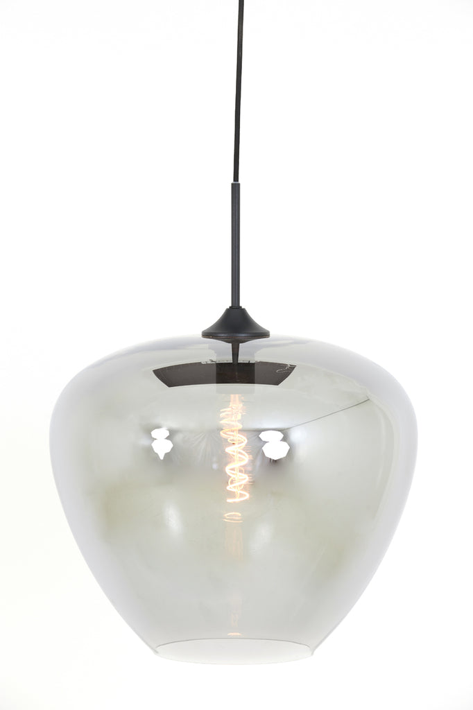 Hanging lamp 40x34 cm MAYSON smoked glass+matt black - Majorr