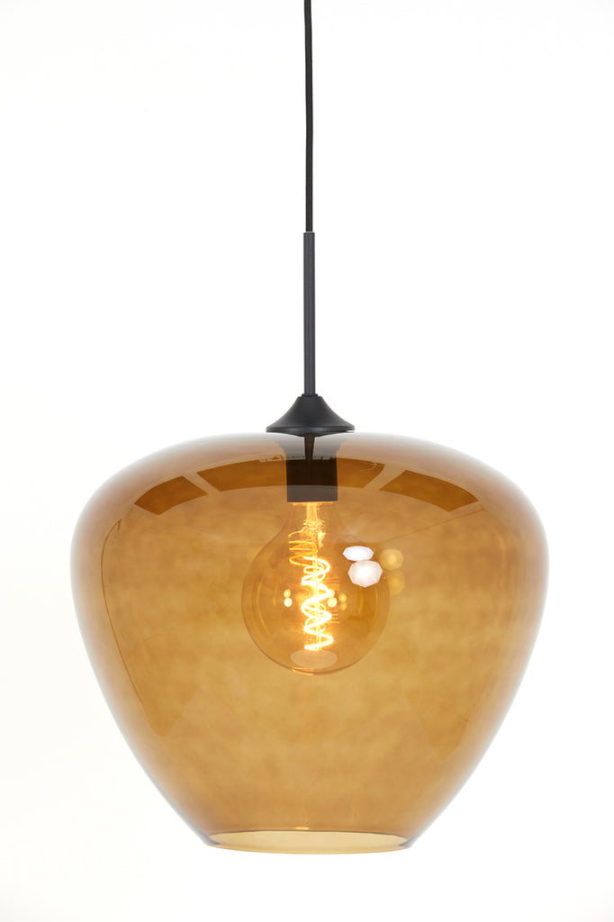 Hanging lamp 40x34 cm MAYSON glass brown+black - Majorr