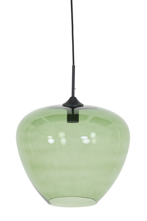 Hanging lamp 40x34 cm MAYSON glass green+matt black - Majorr