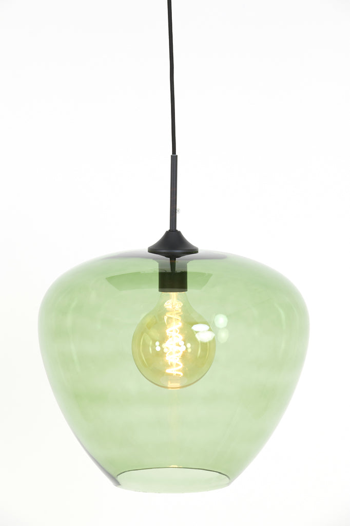 Hanging lamp 40x34 cm MAYSON glass green+matt black - Majorr