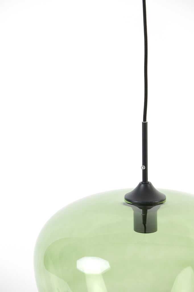 Hanging lamp 40x34 cm MAYSON glass green+matt black - Majorr