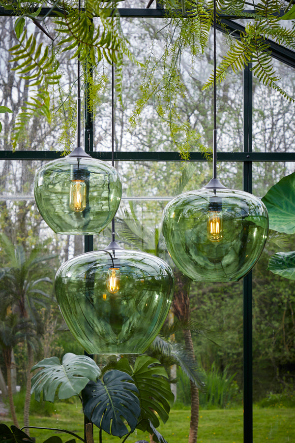 Hanging lamp 40x34 cm MAYSON glass green+matt black - Majorr