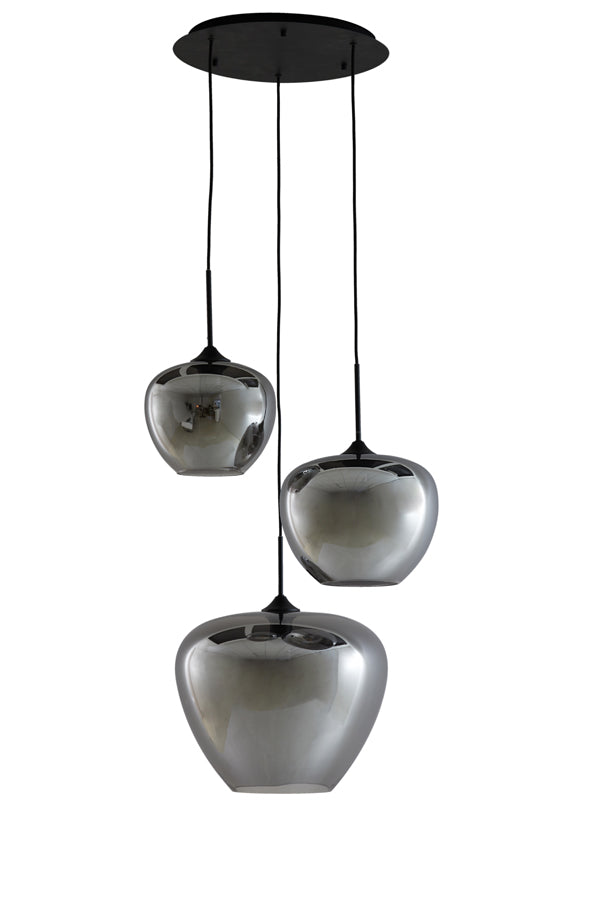 Hanging lamp 3L 40x160 cm MAYSON smoked glass+matt black - Majorr