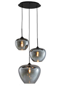 Hanging lamp 3L 40x160 cm MAYSON smoked glass+matt black - Majorr