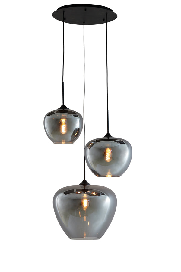 Hanging lamp 3L 40x160 cm MAYSON smoked glass+matt black - Majorr