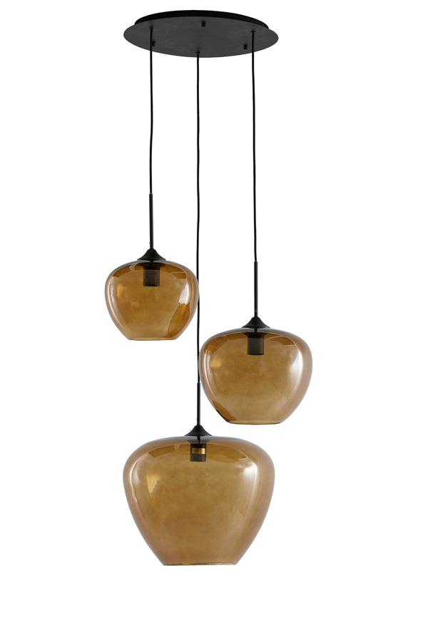 Hanging lamp 3L 40x160 cm MAYSON glass brown+matt black - Majorr