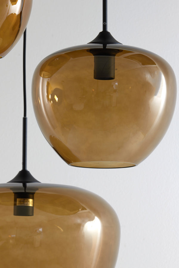 Hanging lamp 3L 40x160 cm MAYSON glass brown+matt black - Majorr