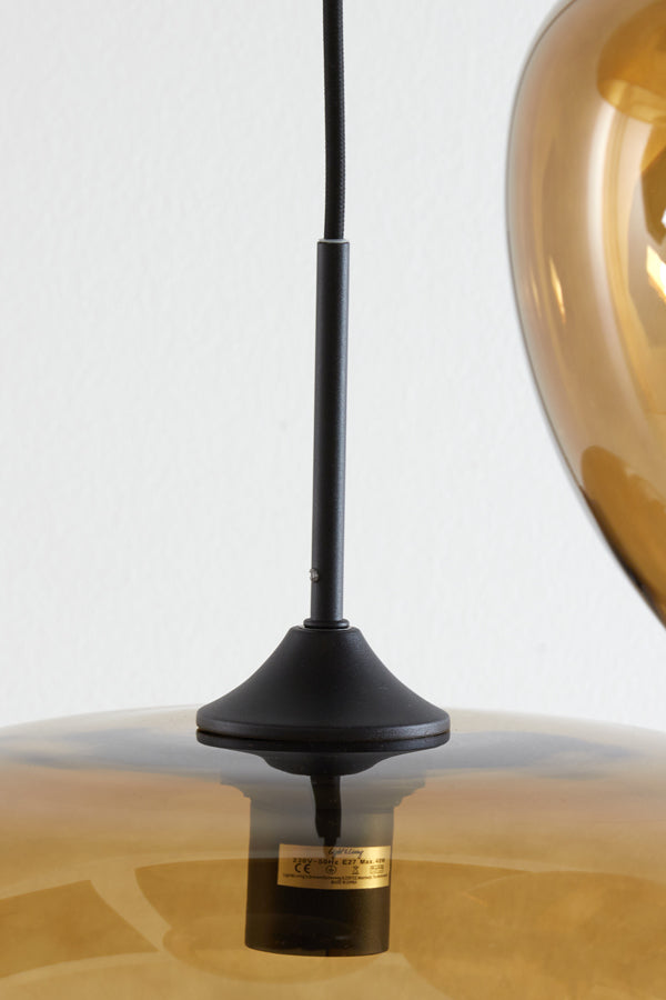 Hanging lamp 3L 40x160 cm MAYSON glass brown+matt black - Majorr