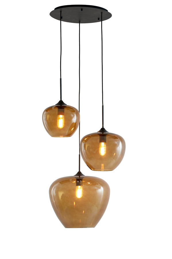 Hanging lamp 3L 40x160 cm MAYSON glass brown+matt black - Majorr