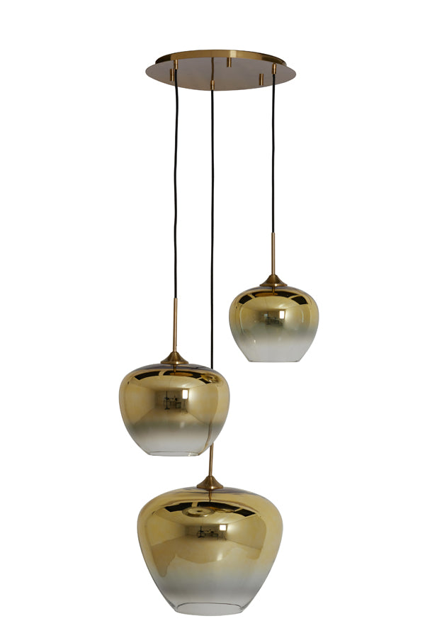 Hanging lamp 3L 40x160 cm MAYSON glass gold-clear+gold - Majorr