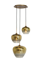 Hanging lamp 3L 40x160 cm MAYSON glass gold-clear+gold - Majorr