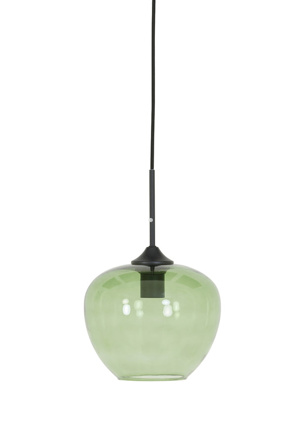 Hanging lamp 23x18 cm MAYSON glass green+matt black - Majorr