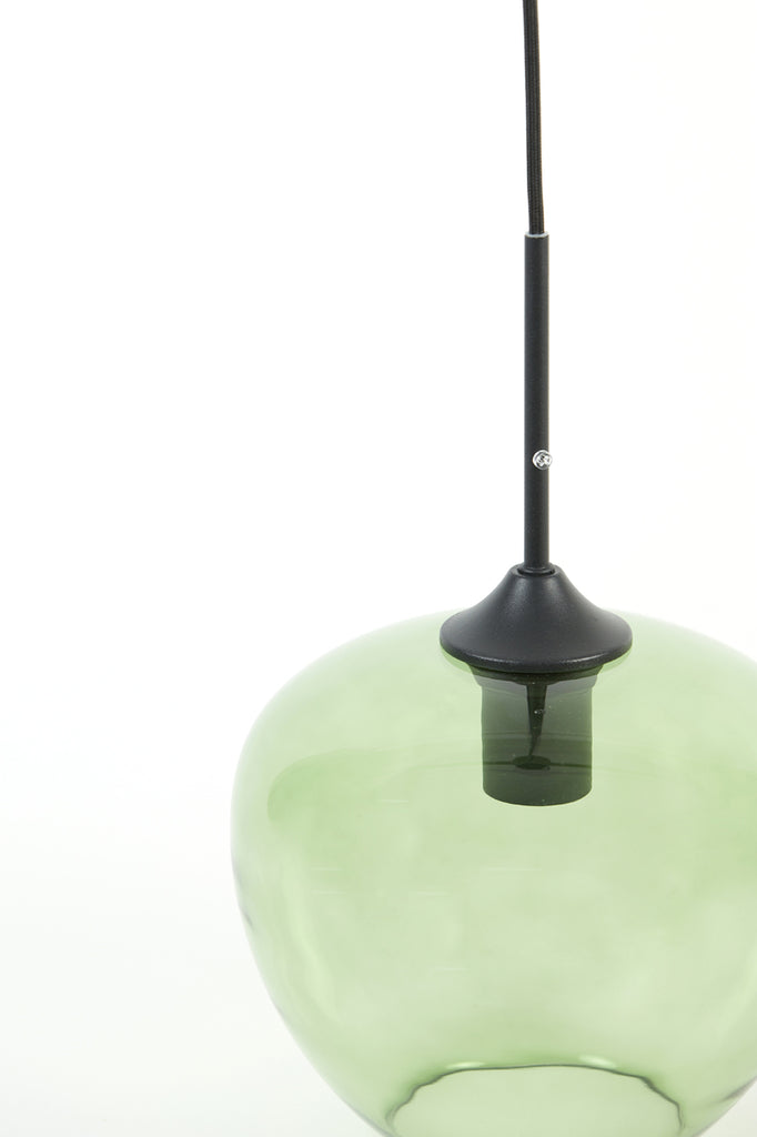 Hanging lamp 23x18 cm MAYSON glass green+matt black - Majorr