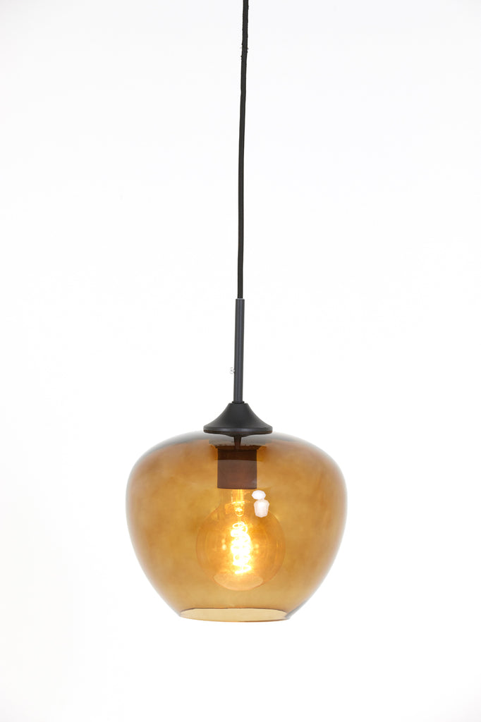 Hanging lamp 23x18 cm MAYSON glass brown+black - Majorr