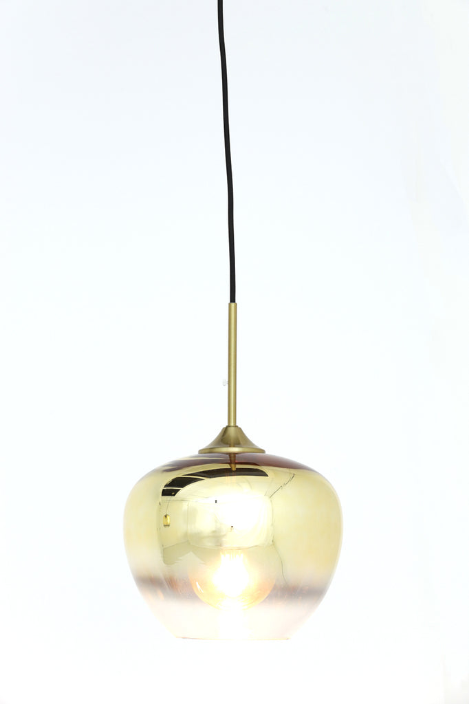 Hanging lamp 23x18 cm MAYSON glass gold-clear+gold - Majorr