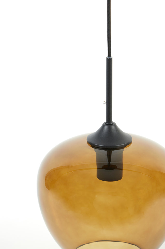 Hanging lamp 23x18 cm MAYSON glass brown+black - Majorr