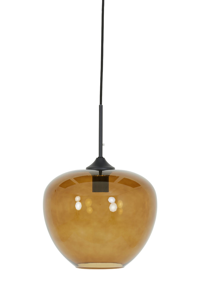 Hanging lamp 30x25 cm MAYSON glass brown+black - Majorr