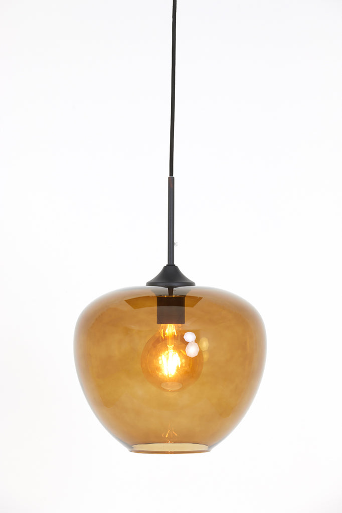 Hanging lamp 30x25 cm MAYSON glass brown+black - Majorr