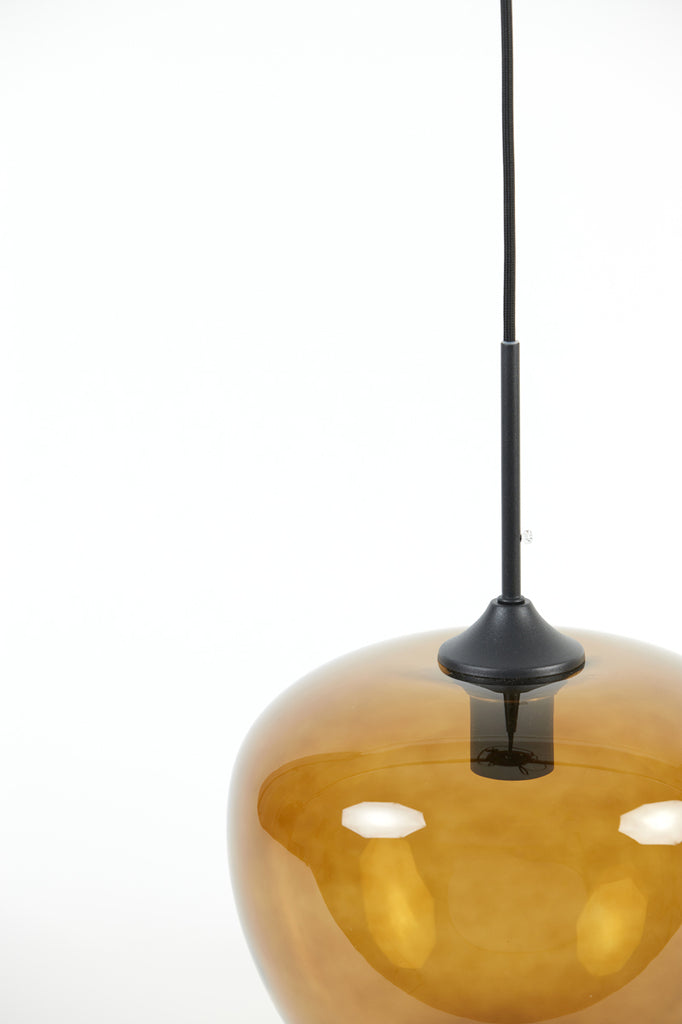 Hanging lamp 30x25 cm MAYSON glass brown+black - Majorr