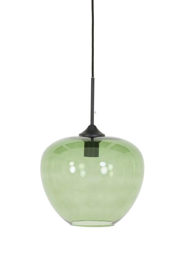 Hanging lamp 30x25 cm MAYSON glass green+matt black - Majorr