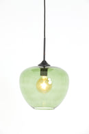 Hanging lamp 30x25 cm MAYSON glass green+matt black - Majorr