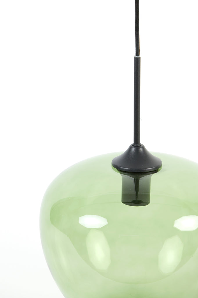 Hanging lamp 30x25 cm MAYSON glass green+matt black - Majorr