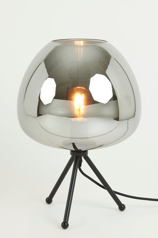 Table lamp 30x43 cm MAYSON smoked glass+matt black - Majorr