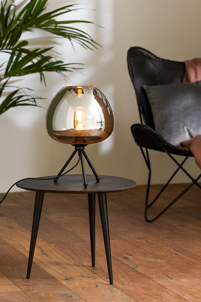 Table lamp 30x43 cm MAYSON smoked glass+matt black - Majorr