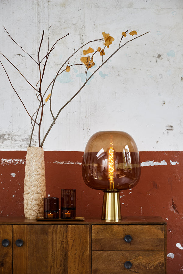 Table lamp 22x40 cm MAYSONY glass brown+bronze - Majorr