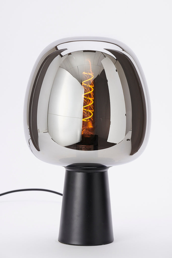 Table lamp 22x40 cm MAYSONY smoked glass+matt black - Majorr