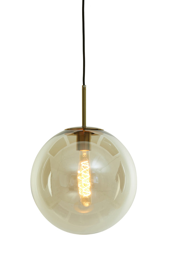 Hanging lamp 40 cm MEDINA antique bronze+glass amber - Majorr