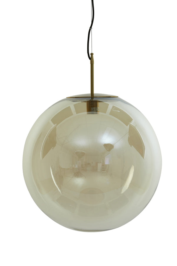 Hanging lamp 48 cm MEDINA antique bronze+glass amber - Majorr