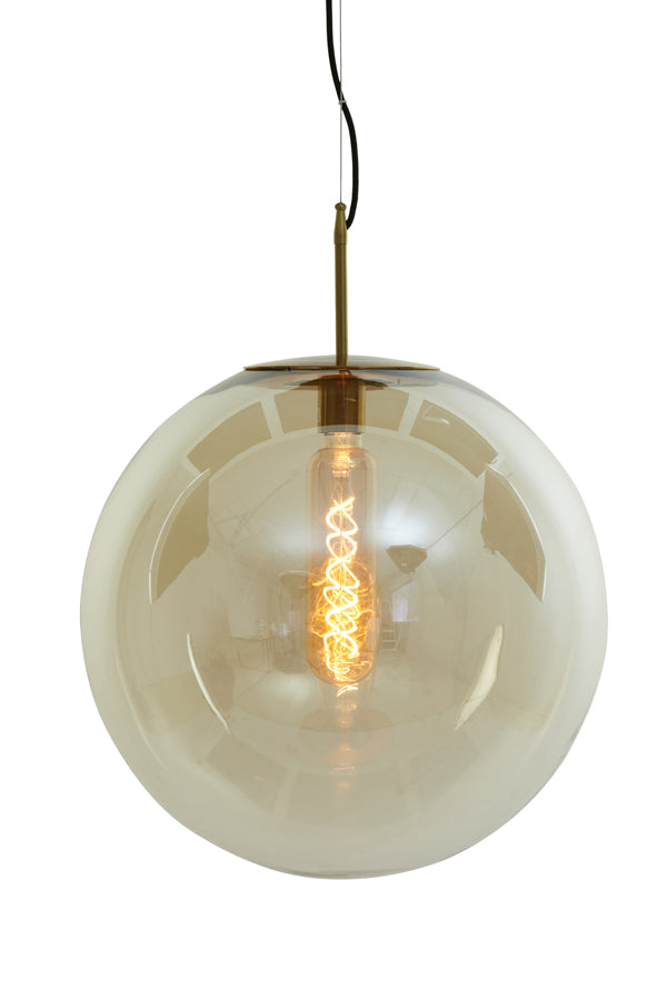 Hanging lamp 48 cm MEDINA antique bronze+glass amber - Majorr