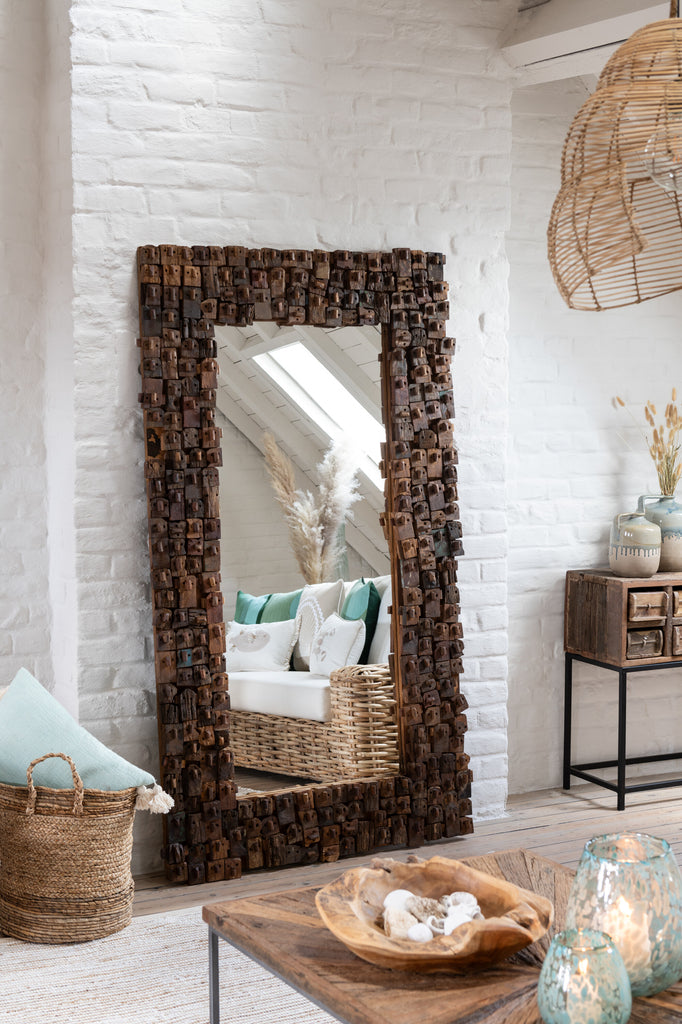 MIRROR SYMA RECYLCED WOOD/MIRROR NATURAL LARGE - Majorr