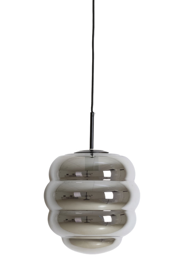 Hanging lamp 30x37 cm MISTY smoked glass+matt black - Majorr