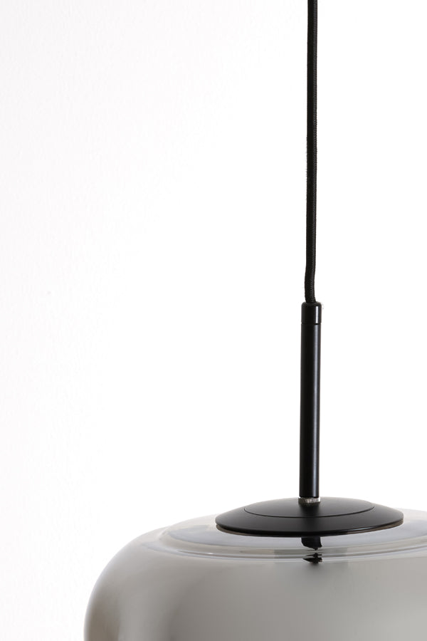 Hanging lamp 30x37 cm MISTY smoked glass+matt black - Majorr