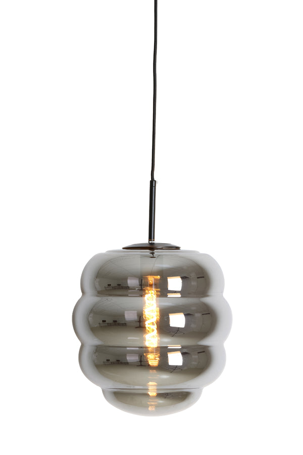 Hanging lamp 30x37 cm MISTY smoked glass+matt black - Majorr