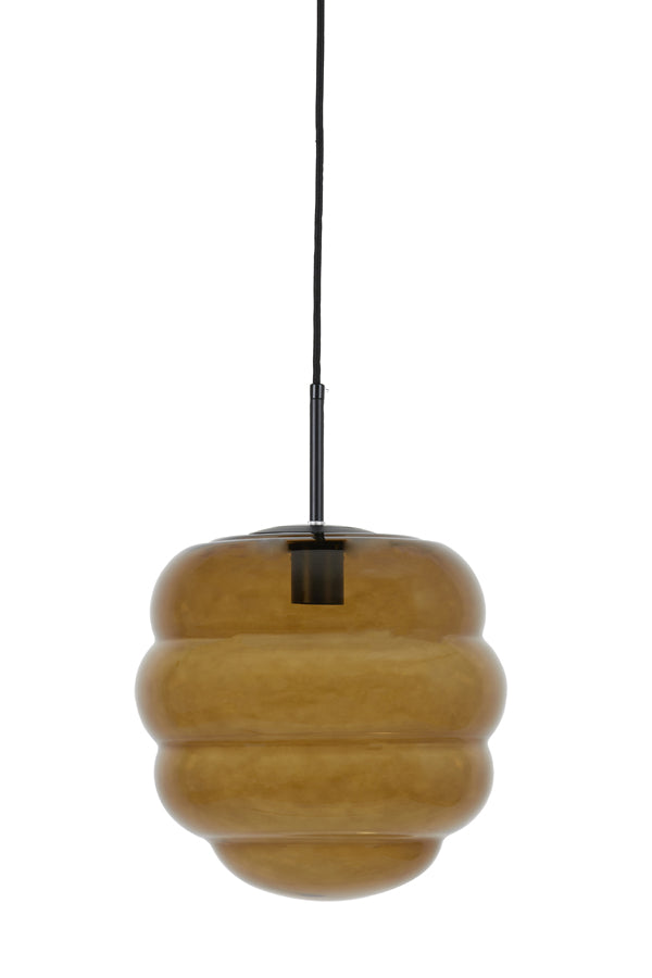 Hanging lamp 30x37 cm MISTY glass brown+matt black - Majorr