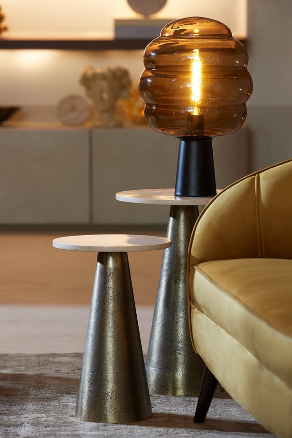 Table lamp 30x46 cm MISTY glass brown+matt black - Majorr