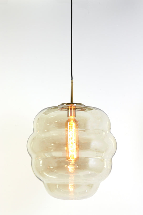 Hanging lamp 45x48 cm MISTY glass amber+gold - Majorr