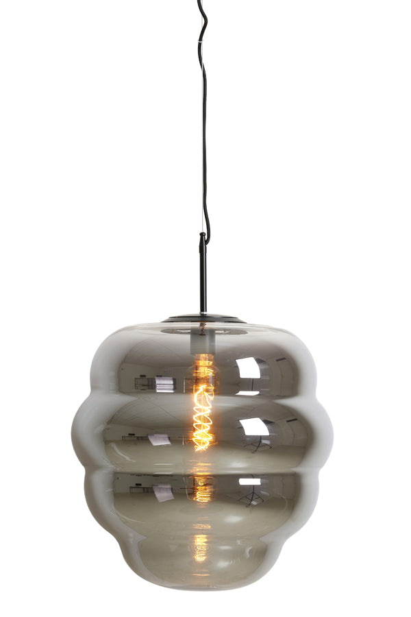 Hanging lamp 45x48 cm MISTY smoked glass+matt black - Majorr