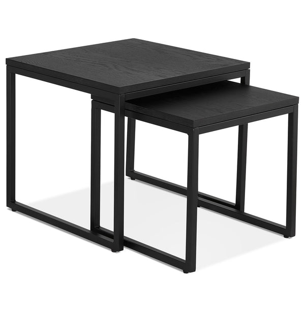 Set of two industrial side tables 'MOMA' made of black wood and metal